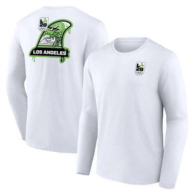 Men's Fanatics White LA28 Neon Tags Long Sleeve T-Shirt