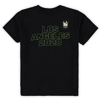 T-shirt préscolaire noir LA28 Summer Olympics Neon Outline