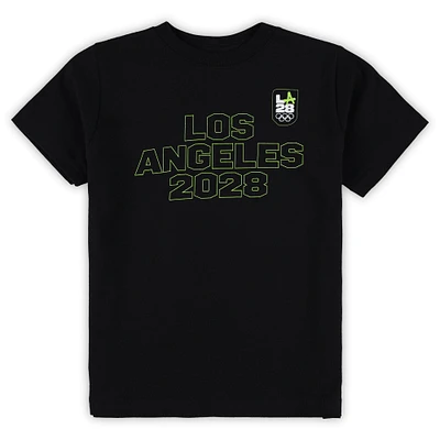 Preschool Black LA28 Summer Olympics Neon Outline T-Shirt