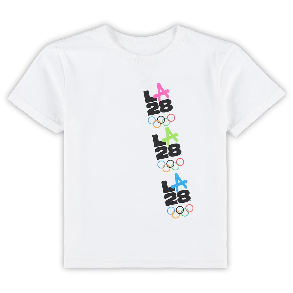 T-shirt blanc de répétition des Jeux olympiques d'été LA28 préscolaire