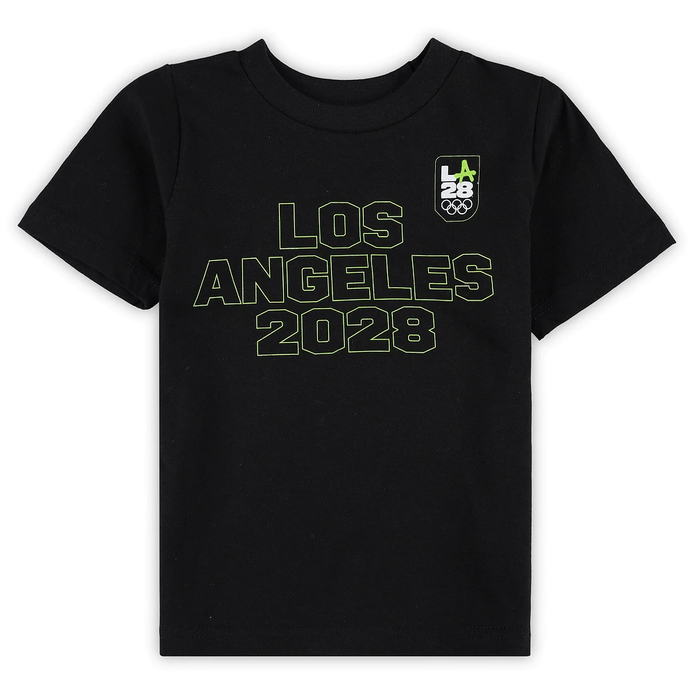 Toddler Black LA28 Summer Olympics Neon Outline T-Shirt