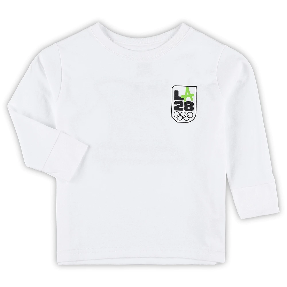 T-shirt blanc à manches longues des Jeux olympiques d’été LA28 pour tout-petits