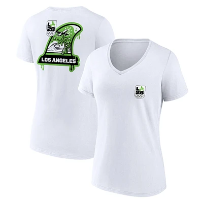 T-shirt blanc Fanatics LA28 Summer Olympics Neon Tags pour femmes