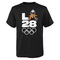 T-shirt noir de skateboard pour jeunes, Jeux olympiques d'été LA28