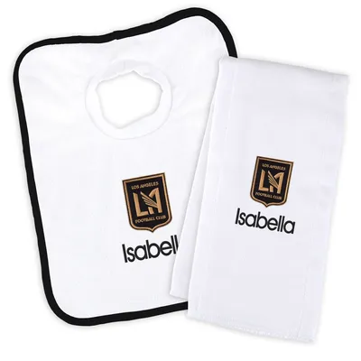 LAFC Infant Personalized Bib and Burp Cloth Set - White