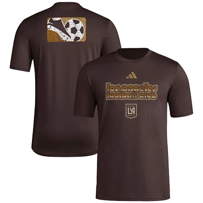 T-shirt d'avant-match adidas LAFC 2024 Jersey Hook pour homme, marron