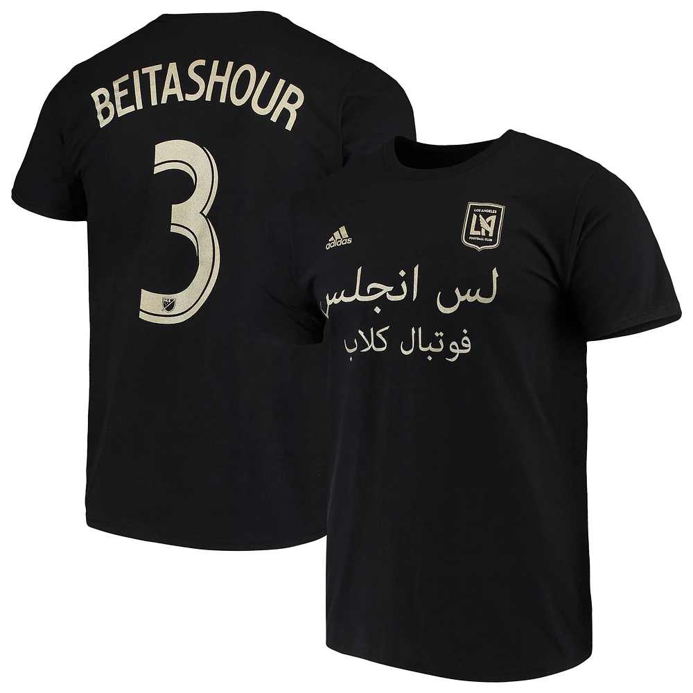 T-shirt adidas Steven Beitashour noir pour homme avec nom et numéro de joueur l'équipe LAFC