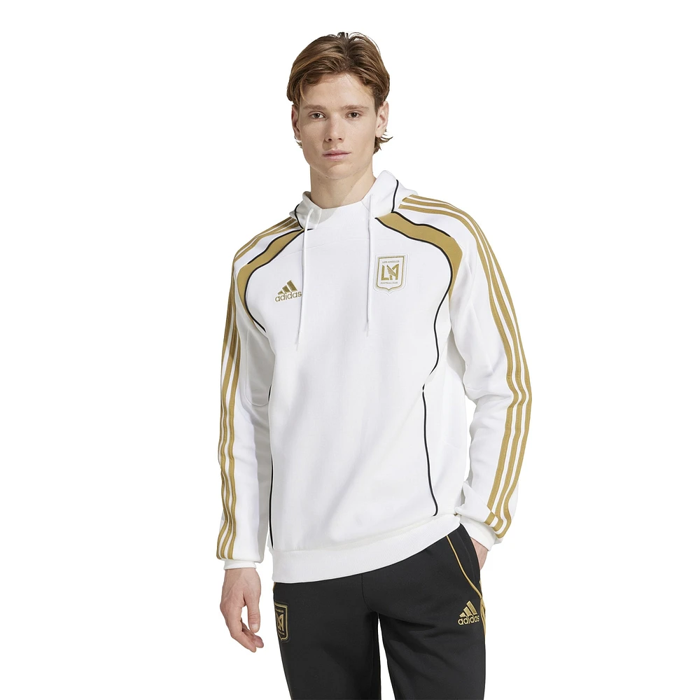 Men's adidas White LAFC 2025 Travel Pullover Hoodie