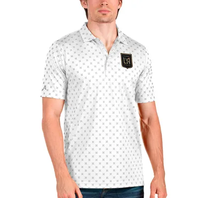 Men's Antigua White/Black Carolina Panthers Groove Polo