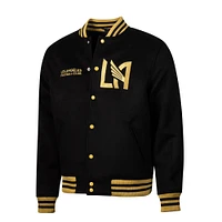 Men's Black LAFC Free Kick Wool Full-Snap Varsity Jacket