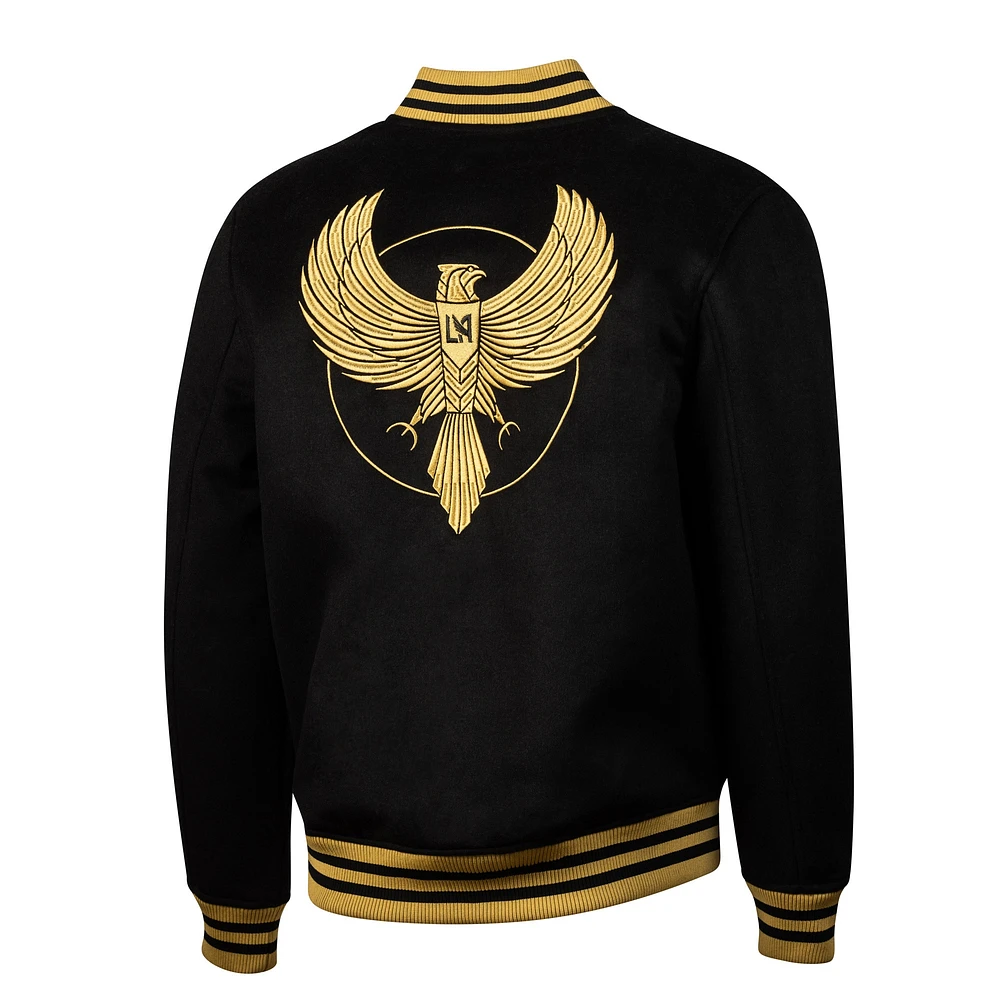 Men's Black LAFC Free Kick Wool Full-Snap Varsity Jacket