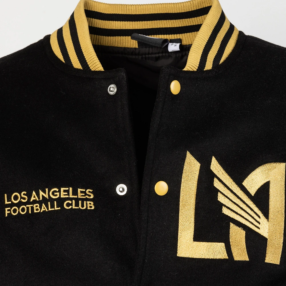 Men's Black LAFC Free Kick Wool Full-Snap Varsity Jacket
