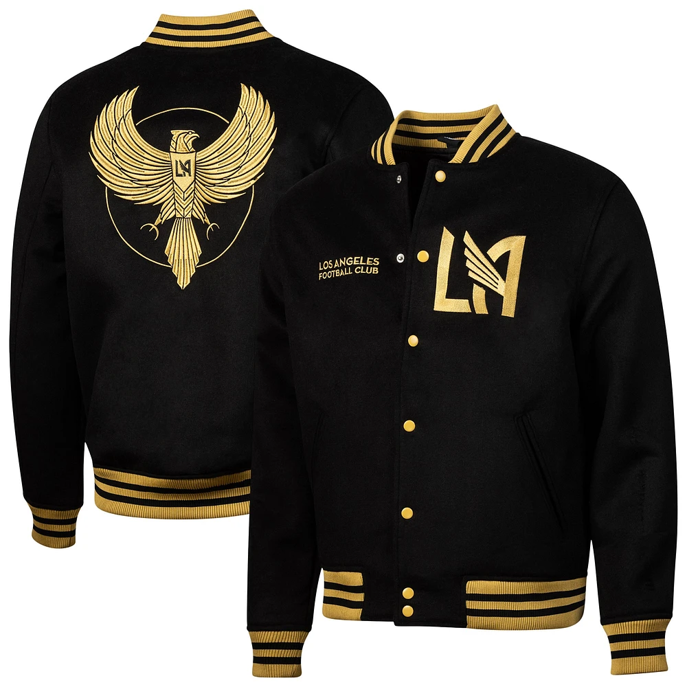 Men's Black LAFC Free Kick Wool Full-Snap Varsity Jacket