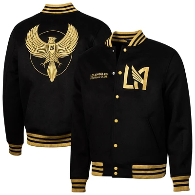 Men's Black LAFC Free Kick Wool Full-Snap Varsity Jacket