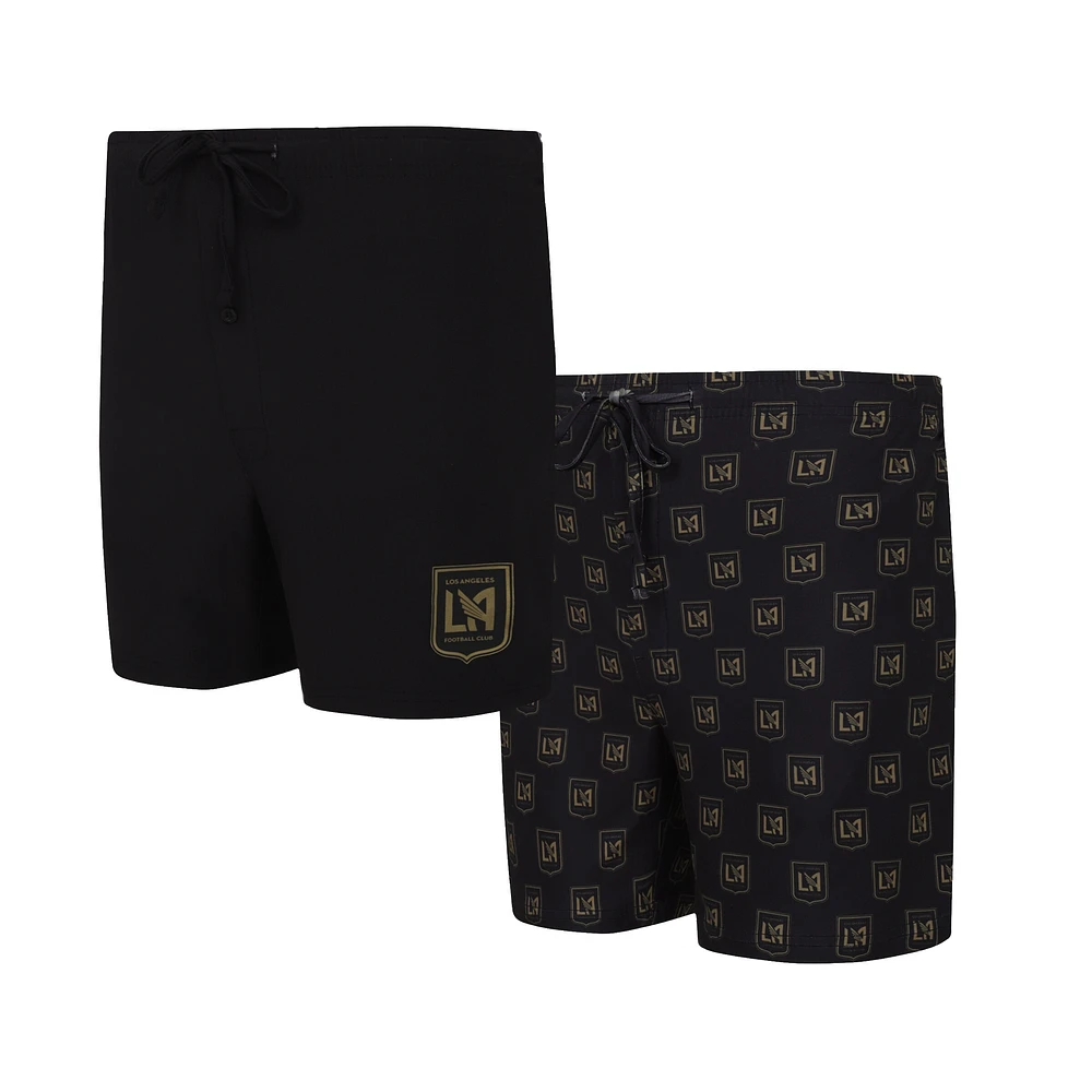 Men's Concepts Sport Black LAFC Gauge Two-Pack Shorts Set