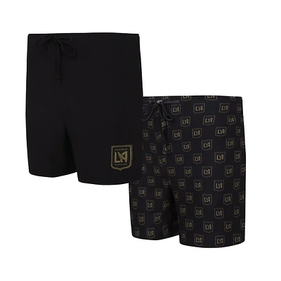 Ensemble de deux shorts pour hommes Concepts Sport Noir LAFC Gauge