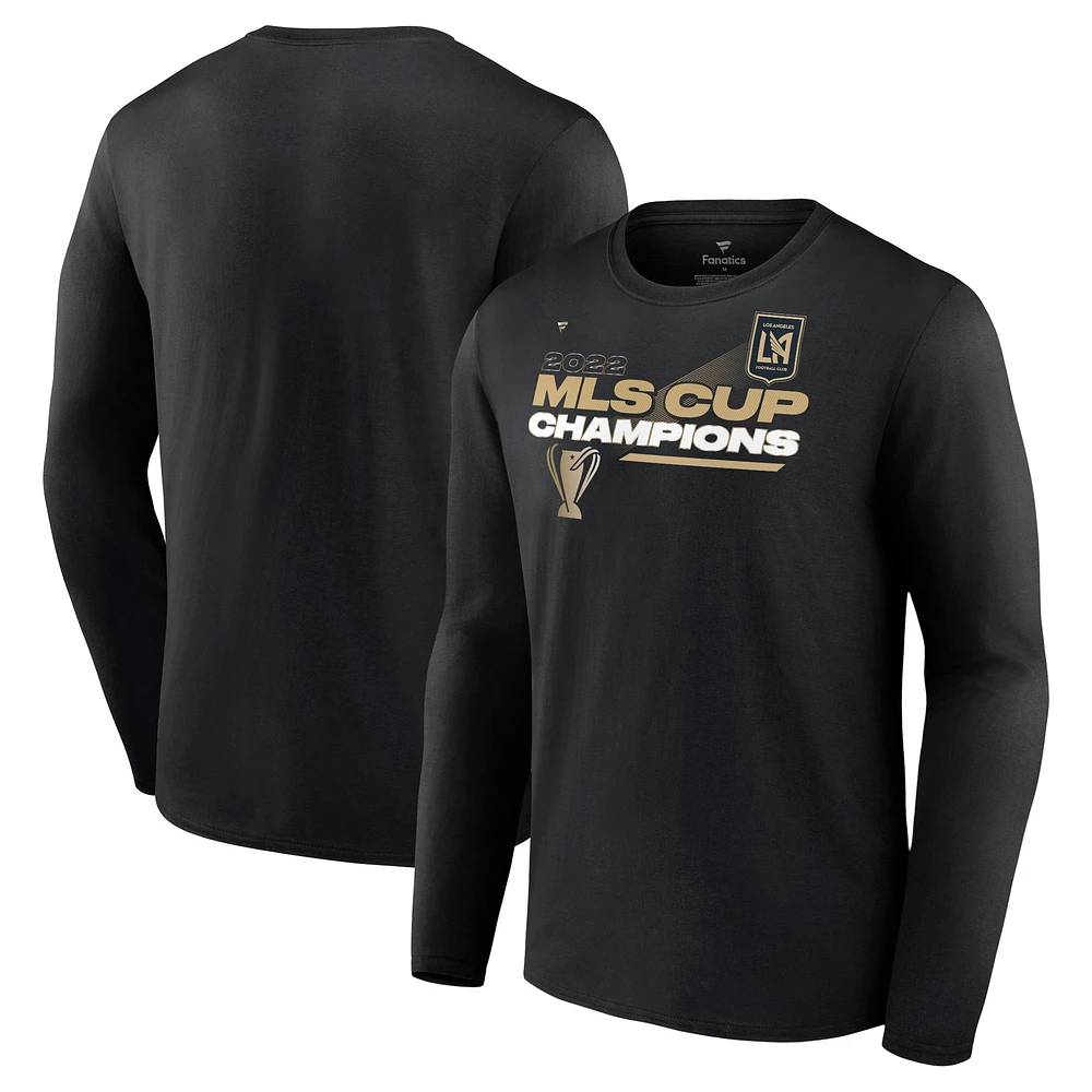 T-shirt à manches longues noir pour hommes de marque Fanatics LAFC 2022 MLS Cup Champions Locker Room