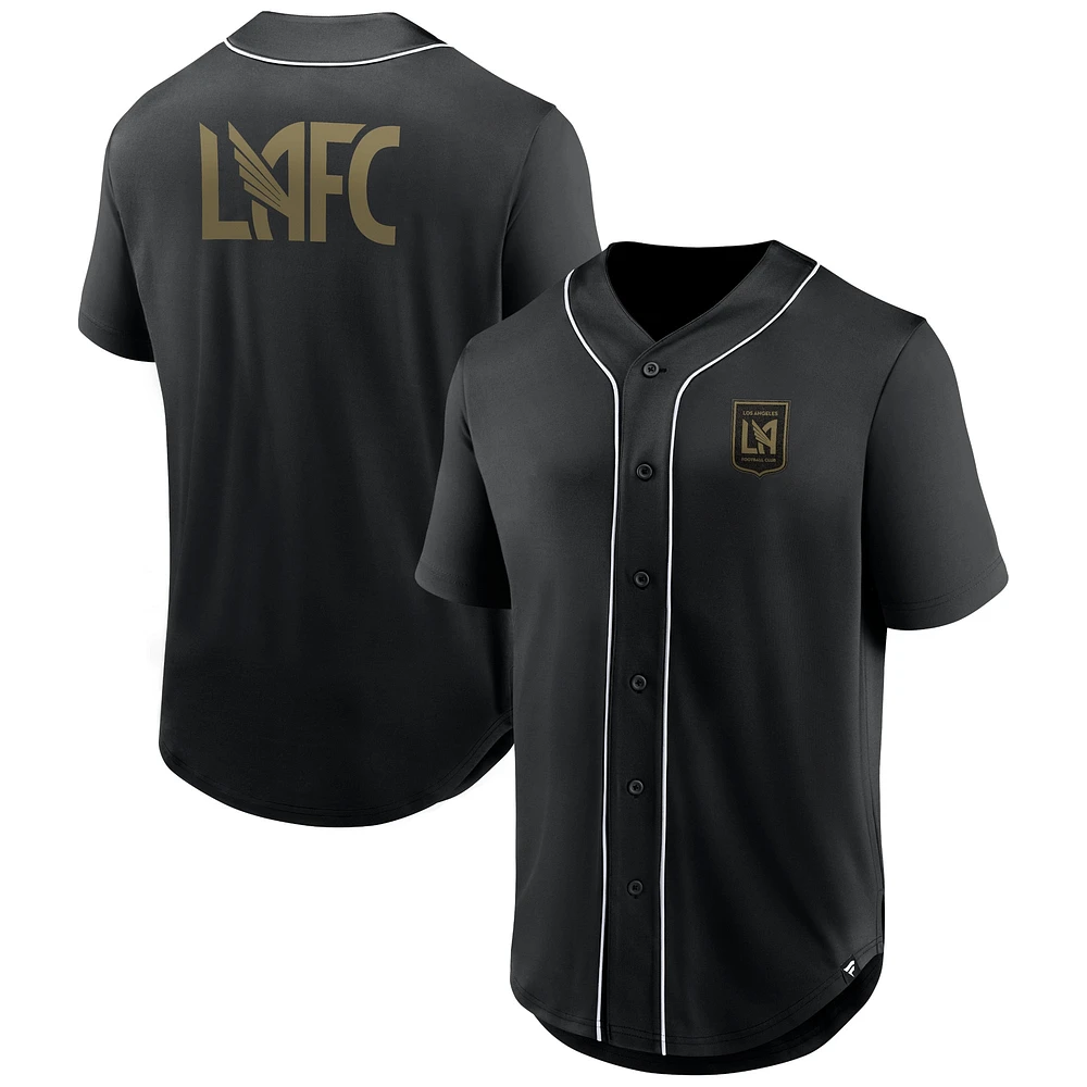 Maillot boutonné de baseball à la mode troisième période LAFC noir Fanatics pour hommes