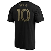 Fanatics pour hommes Carlos Vela noir LAFC nom et numéro Authentic Stack - T-shirt