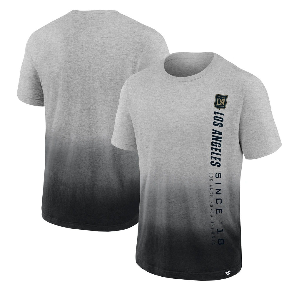 T-shirt LAFC Dip-Dye Fanatics gris chiné/noir pour hommes