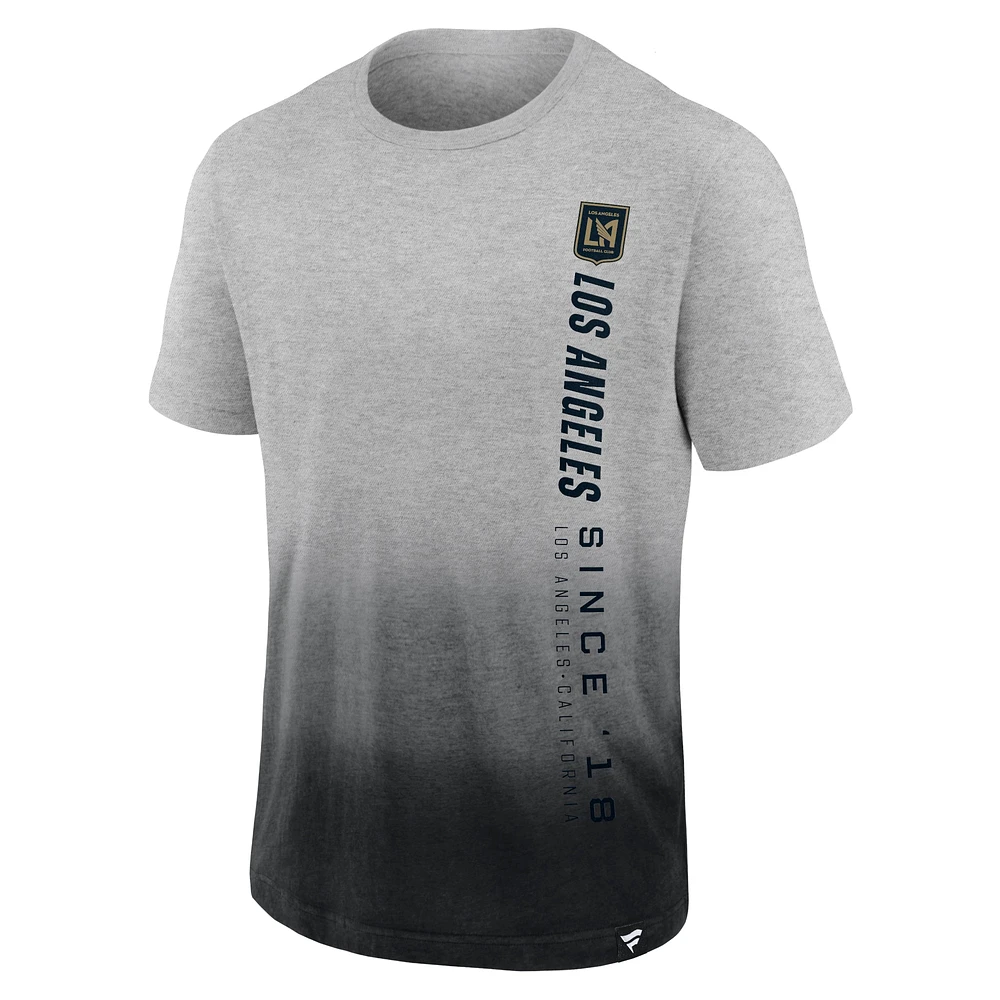 T-shirt LAFC Dip-Dye Fanatics gris chiné/noir pour hommes