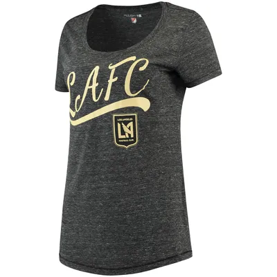 5th & Ocean by New Era Women's 5th & Ocean by New Era Evan Longoria Gray  San Francisco Giants Script Name Number Raglan Tri-Blend 3/4-Sleeve T-Shirt