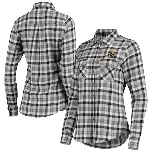 Men's Pittsburgh Steelers Antigua Black/Gray Ease Flannel Long Sleeve  Button-Up Shirt