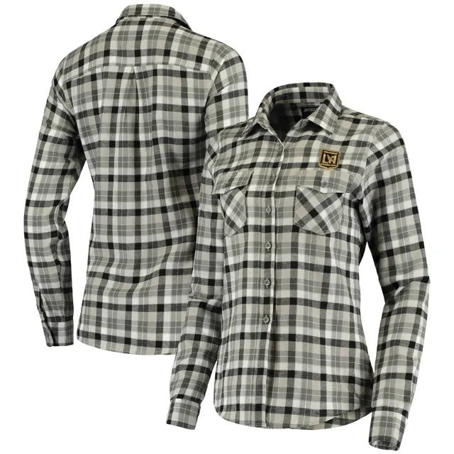 Denver Broncos Antigua Women's Stance Flannel Button-Up Long Sleeve Shirt -  Navy/Gray