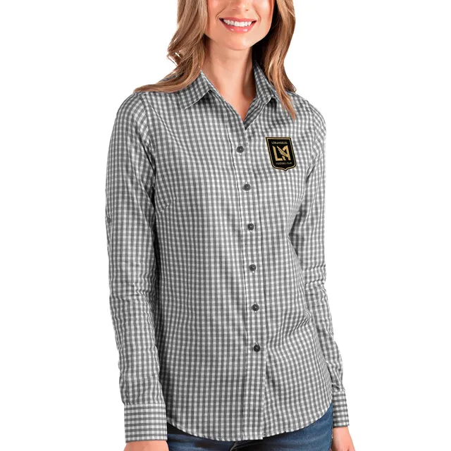 Pittsburgh Steelers Antigua Women's Ease Flannel Button-Up Long Sleeve Shirt  - Black/Gray