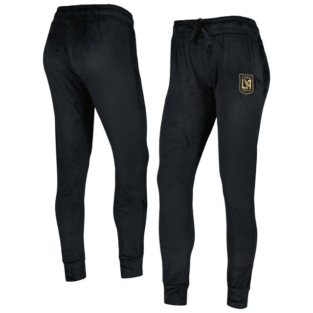 Pantalon à revers en velours noir LAFC Intermission Concepts Sport pour femmes