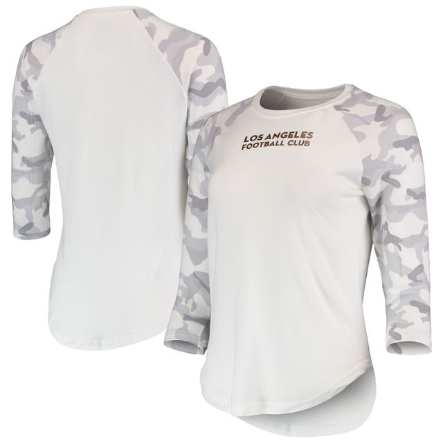 Haut raglan à manches 3/4 en composite LAFC Concepts Sport pour femme, blanc/gris