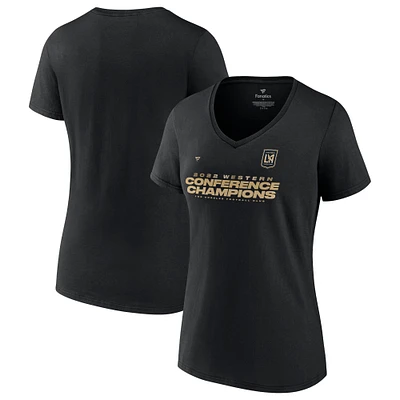 T-shirt noir à col en V Fanatics pour femmes LAFC 2022 MLS Western Conference Champions Locker Room