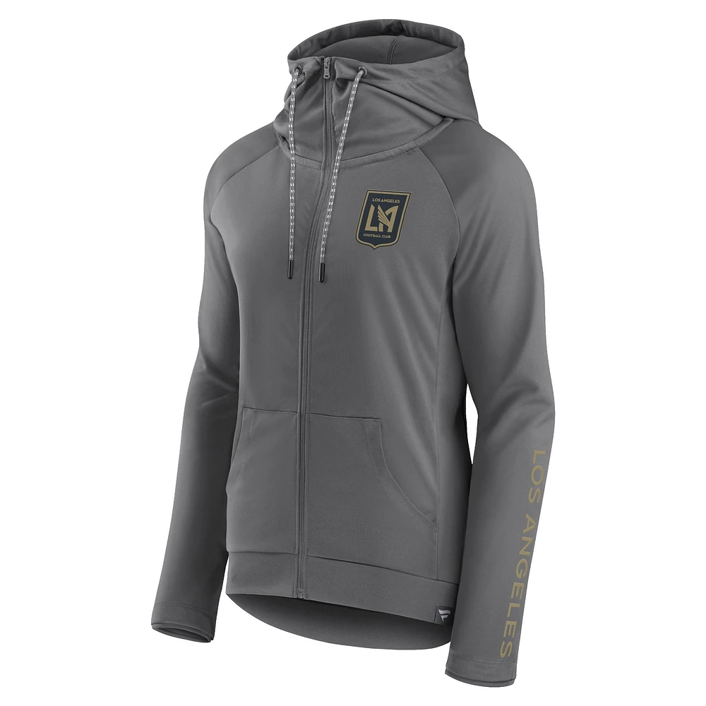 Women's Fanatics Gray LAFC Iconic Raglan Full-Zip Hoodie