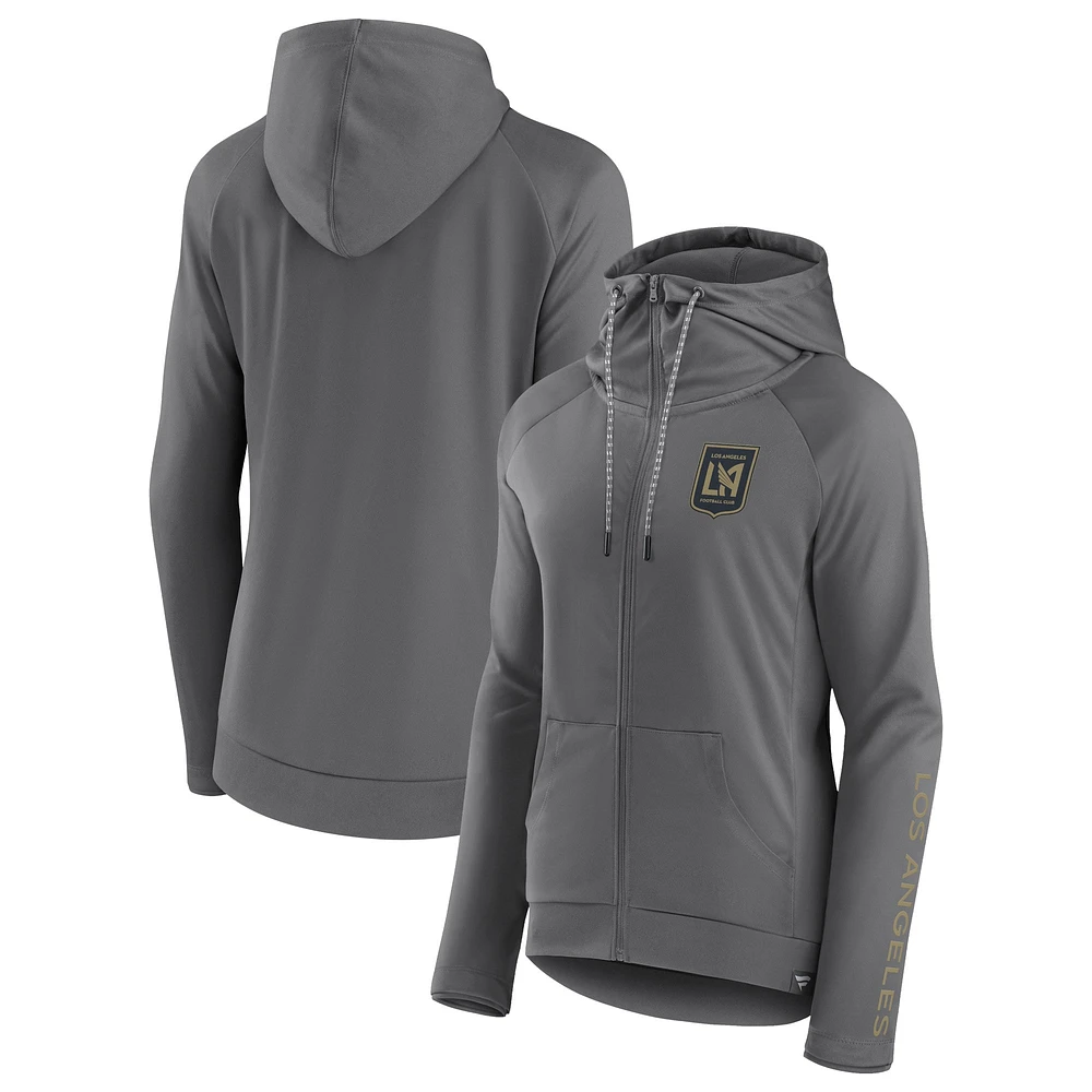 Women's Fanatics Gray LAFC Iconic Raglan Full-Zip Hoodie