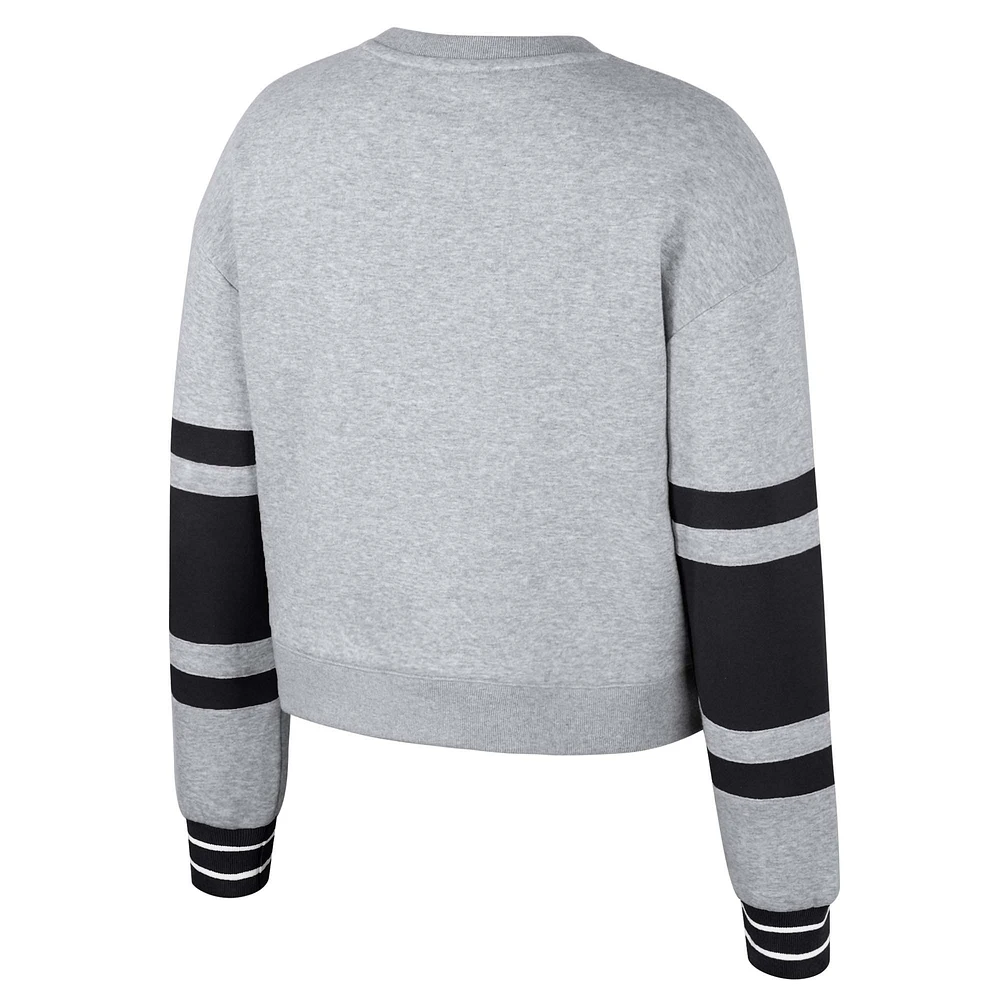 Women's Stadium Essentials Heather Gray LAFC Scrimmage Cropped Pullover Sweatshirt