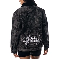 Women's The Wild Collective Black LAFC Tie-Dye Button-Up Denim Jacket