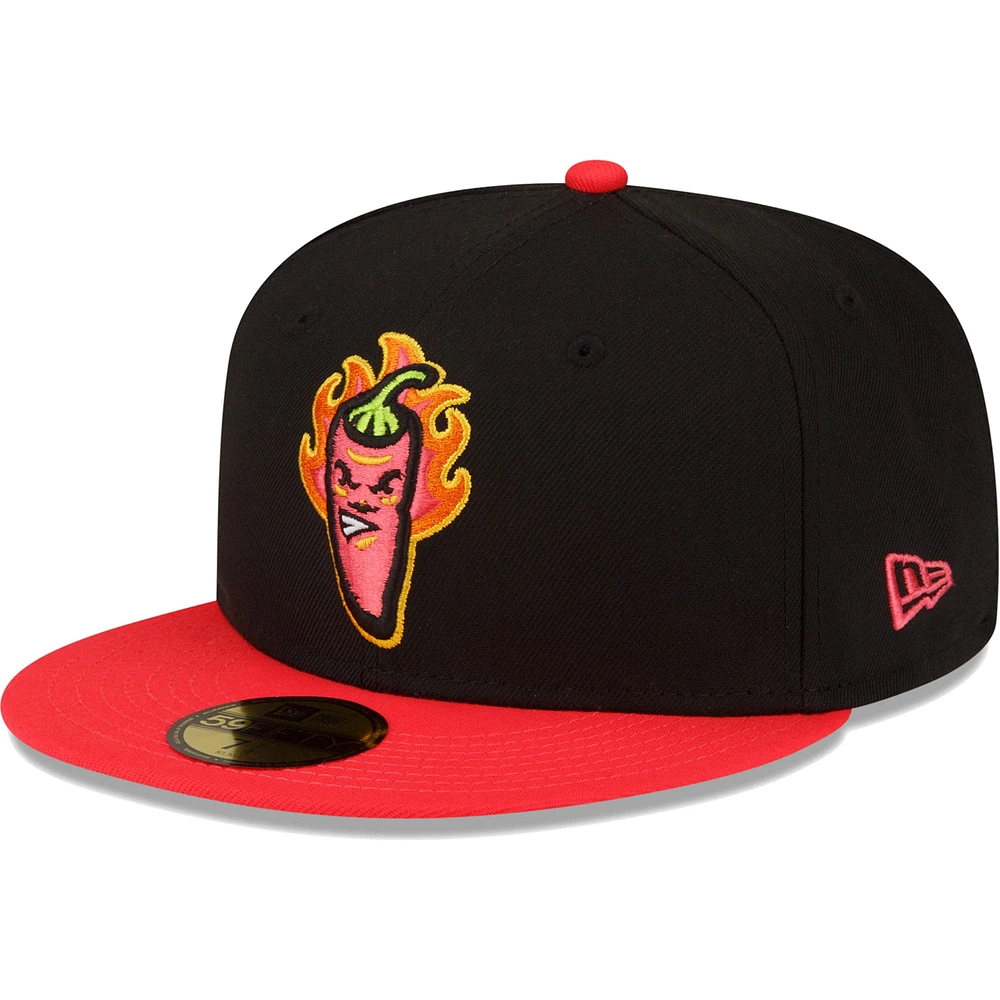 Men's New Era Black/Red Lake County Captains Copa De La Diversion 59FIFTY Fitted Hat