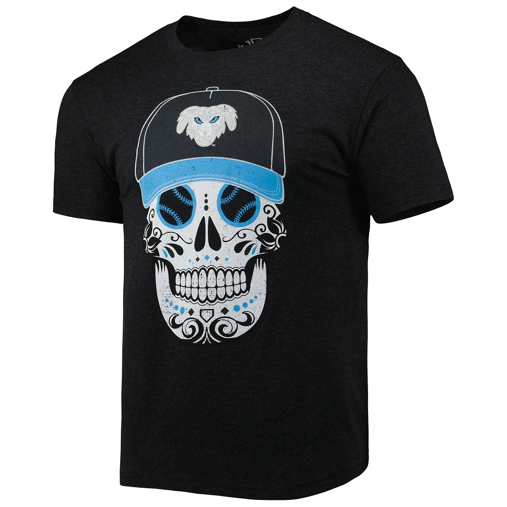 Men's Black Cadejos de Lake Elsinore Copa la Diversion Sugar Skull Tri-Blend T-Shirt