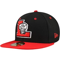 Casquette ajustée 59FIFTY Lansing Lugnuts Authentic Collection New Era pour hommes, noir/rouge