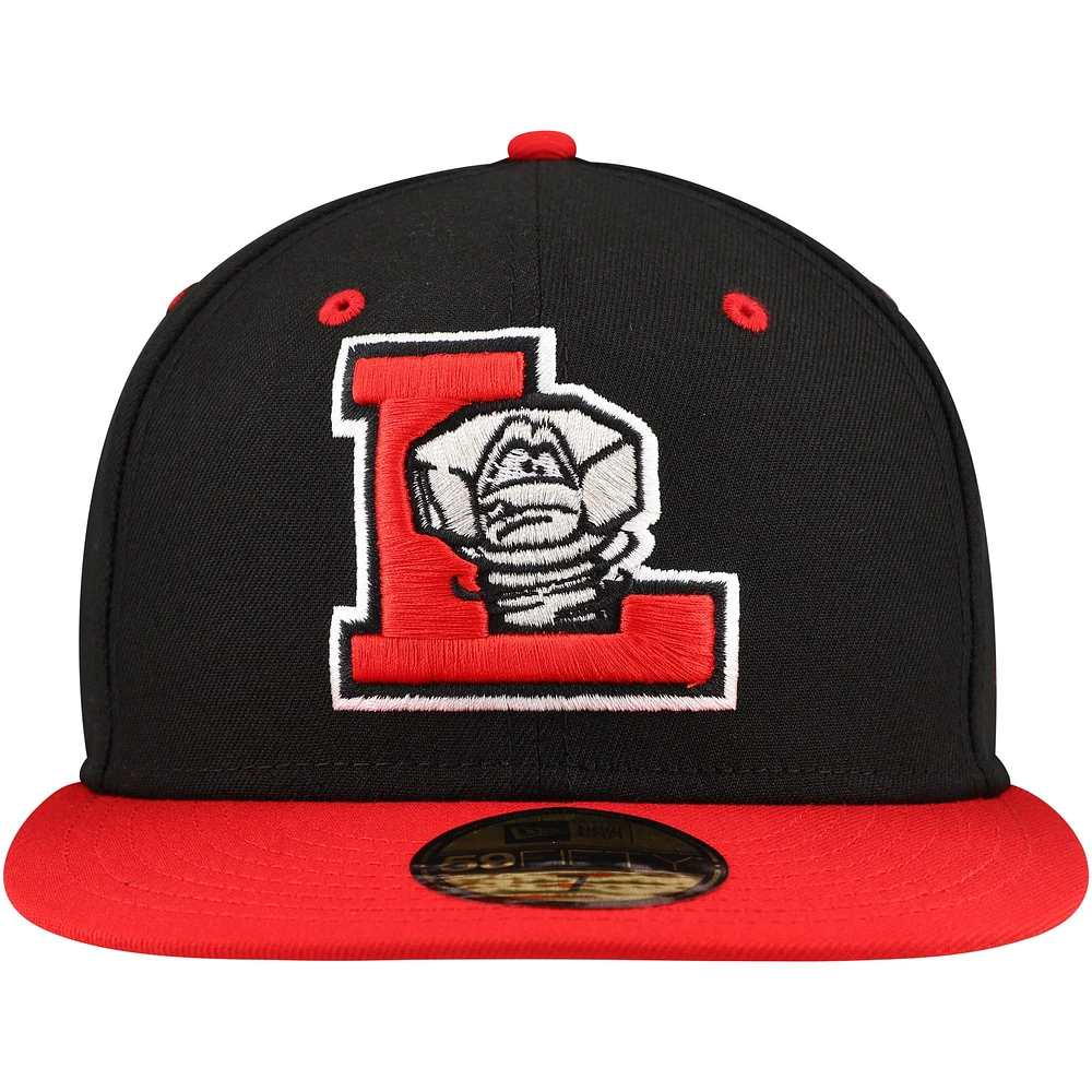 Casquette ajustée 59FIFTY Lansing Lugnuts Authentic Collection New Era pour hommes, noir/rouge