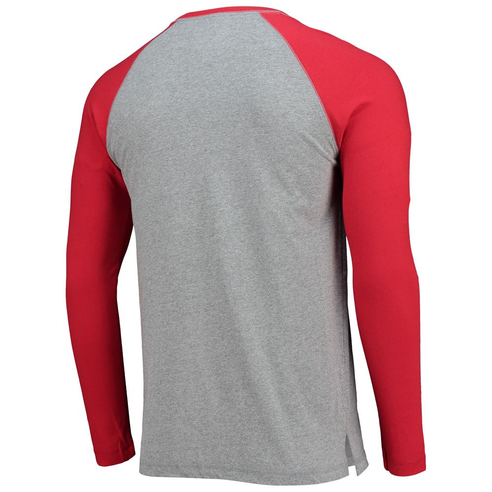 Men's Red/Heathered Gray Lansing Lugnuts Long Sleeve Baseball T-Shirt