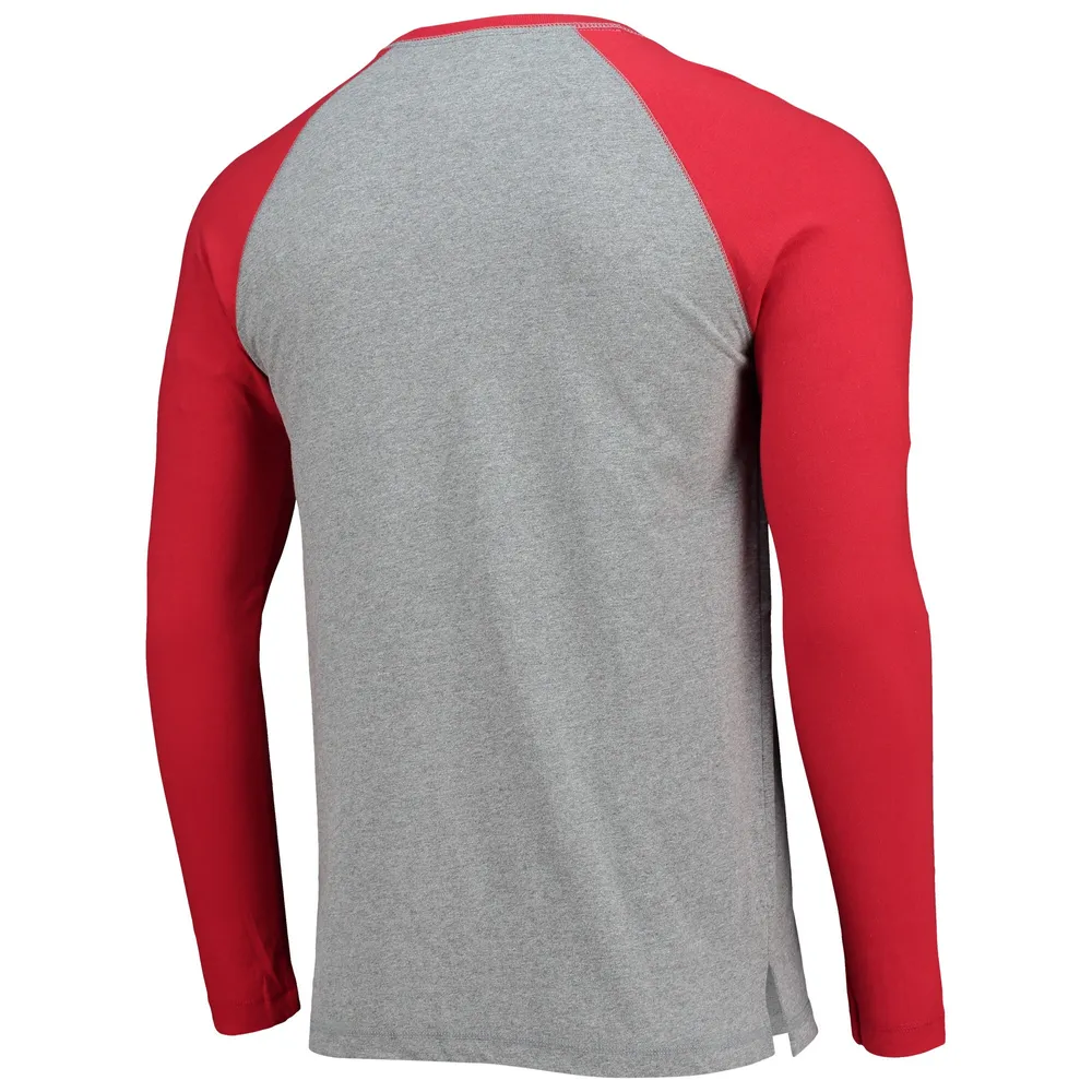 T-shirt de baseball à manches longues Lansing Lugnuts rouge/gris chiné pour homme