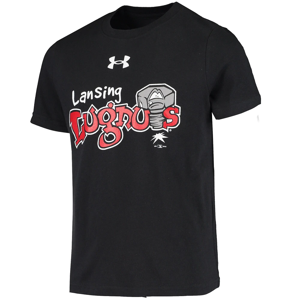 Youth Under Armour Black Lansing Lugnuts Team Logo T-Shirt