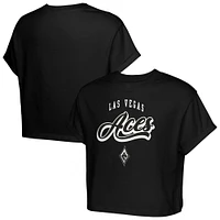 T-shirt court noir pour jeunes filles avec fanion des Aces de Las Vegas City