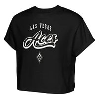 T-shirt court noir pour jeunes filles avec fanion des Aces de Las Vegas City