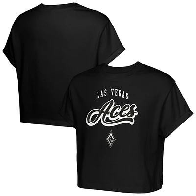 T-shirt court noir pour jeunes filles avec fanion des Aces de Las Vegas City