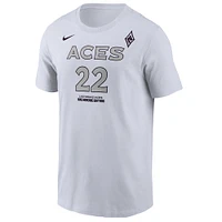 Men's Nike A'ja Wilson White Las Vegas Aces Heroine Edition Name & Number T-Shirt