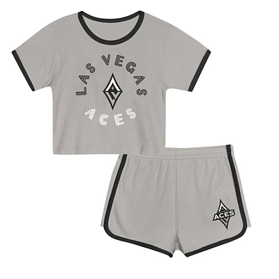 Ensemble t-shirt et short gris pour tout-petit des Las Vegas Aces Double Run