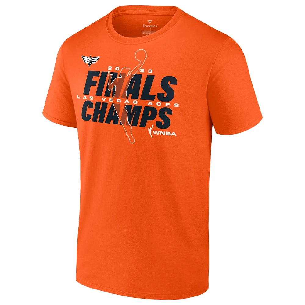 T-shirt unisexe Fanatics Orange Las Vegas Aces 2023 WNBA Finals Champions Signature