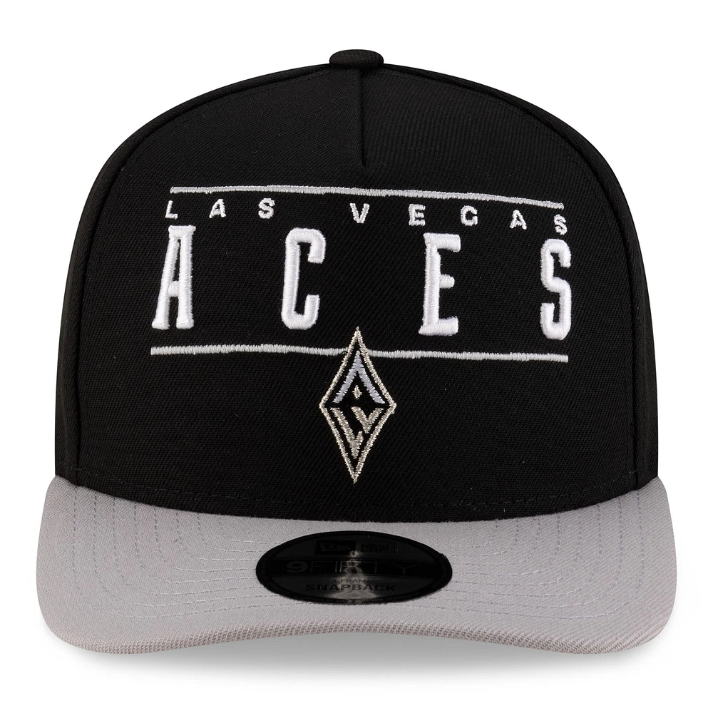 Casquette unisexe New Era noire/argentée Las Vegas Aces 2025 WNBA Draft A-Frame 9FIFTY Snapback